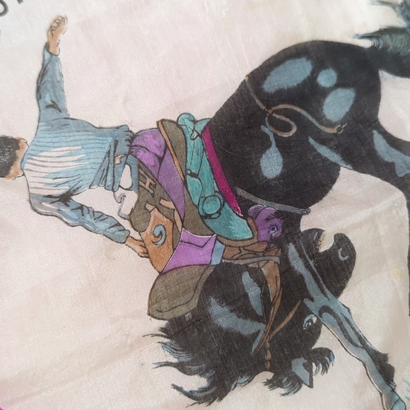 Vintage Ellensburg, WA rodeo pink silk scarf - Picture 8 of 8